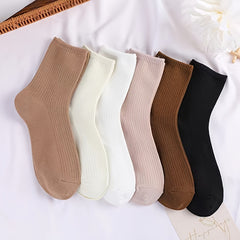 6 Pairs Solid Socks Comfy & Breathable Women's Stockings & Hosiery
