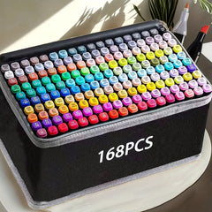168 Dual Tip Alcohol Markers in Portable Case