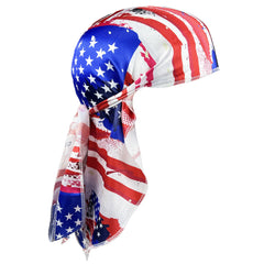 3pcs Flag Pattern Durag With Long Tail Silk Like Satin Durag