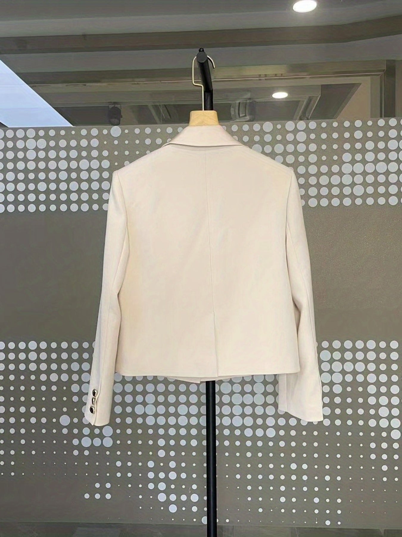Button Lapel Neck Blazer Crop Blazer Long Sleeve