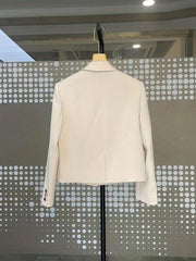 Button Lapel Neck Blazer Crop Blazer Long Sleeve