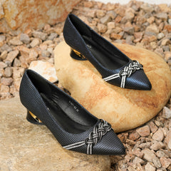 Rhinestone Low Heels Pointed Slip-On Chunky Dress Shoes