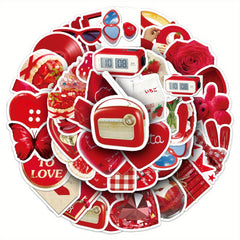 50pcs Red Ins Wind Fun Cartoon Stickers Vinyl for Luggage Guitar Car