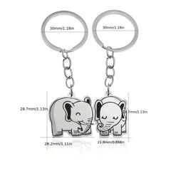 2pcs Elephant Printed Keychain Gift Backpack Purse Decoration
