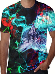 Men's Smoke & Wolf Graphic T-shirt Quick Dry Breathable Tee
