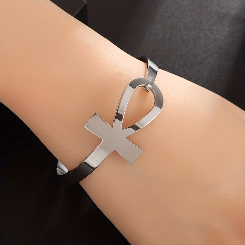 Stainless Steel Ancient Egypt Cross Bracelet Golden Silver Bangles