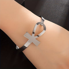 Stainless Steel Ancient Egypt Cross Bracelet Golden Silver Bangles