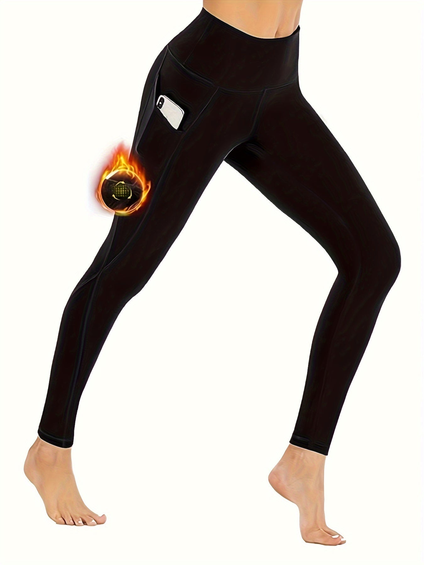 Yoga Fleece Lined Leggings Pocket Workout Tight Pants Women's Activewear