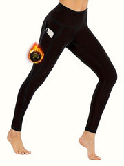 Yoga Fleece Lined Leggings Pocket Workout Tight Pants Women's Activewear