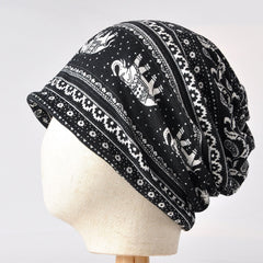 Vintage Bohemian Style Fleece Knitted Hat & Scarf Set for Christmas Party