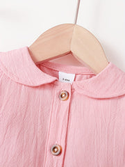 2pcs Baby Girls Preppy Style Button Dress with Backpack