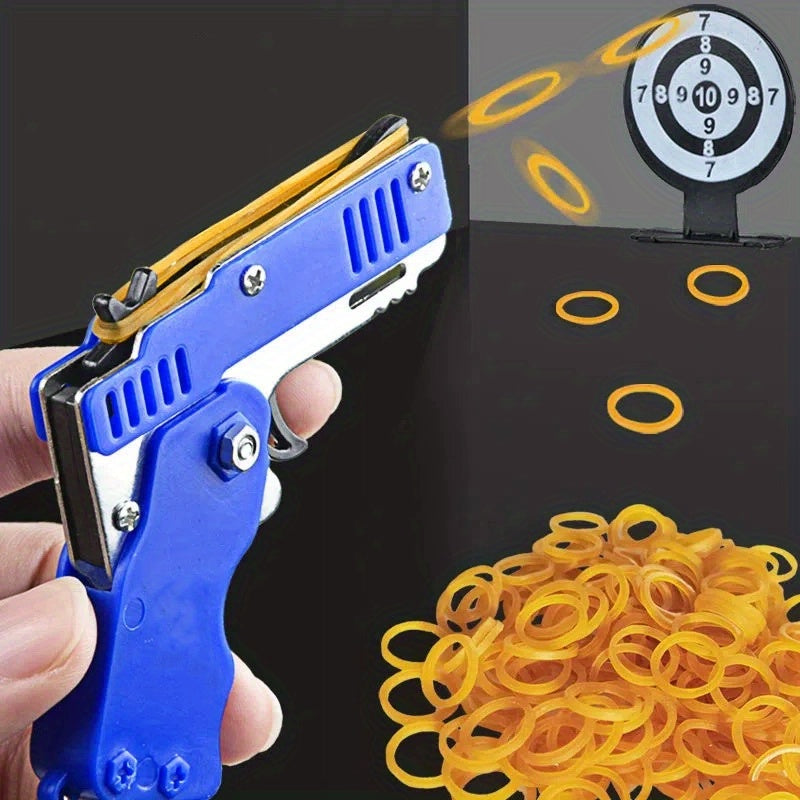 Mini Metal Rubber Band Launcher Toy with Keychain