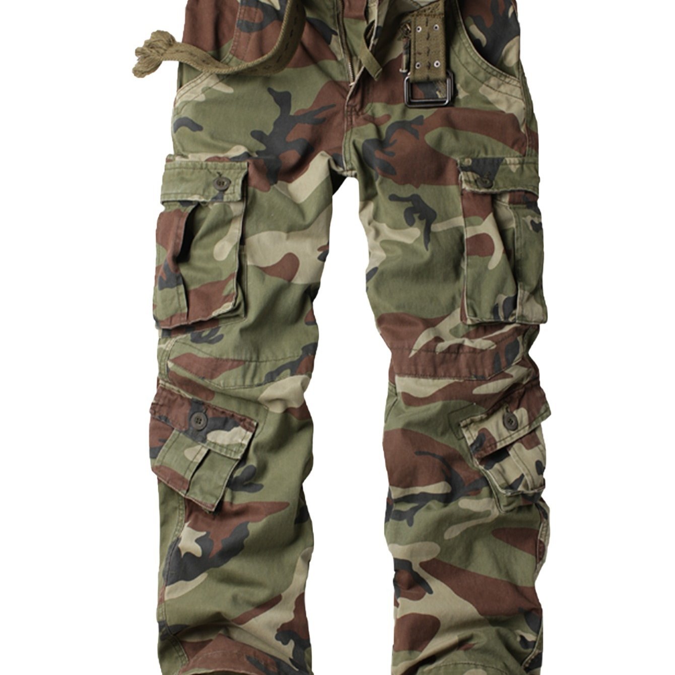 AKNAVY Camo Cargo Pants Men's Outdoor Cotton Loose Fit