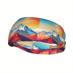 Mountain Landscape Sports Headband Sweat Wicking Breathable Non Slip