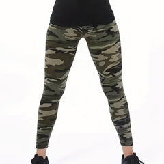 High Rise Camo Leggings Medium Stretch Skinny Fitness