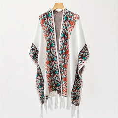 Boho Knit Shawl Tassel Cardigan Retro Windproof Wraps Women