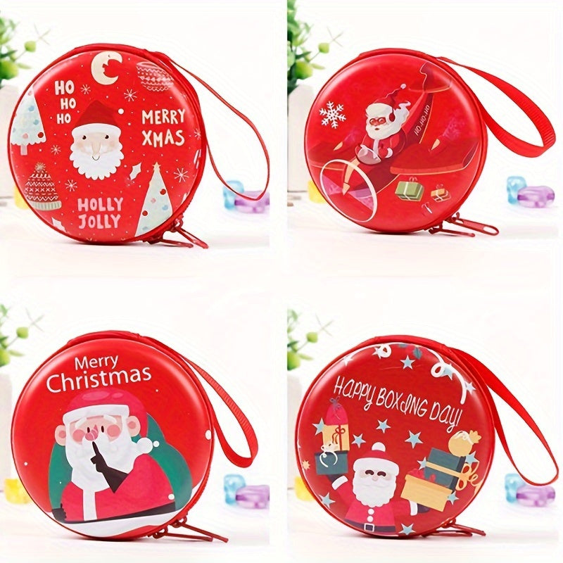 Mini Round Zipper Coin Bags Christmas Coin Ornaments Xmas Gift