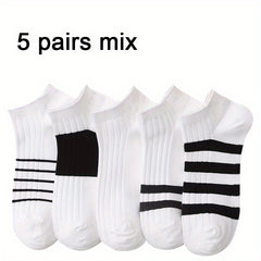 5 Pairs Print Casual Sports Socks Men's Crew Socks