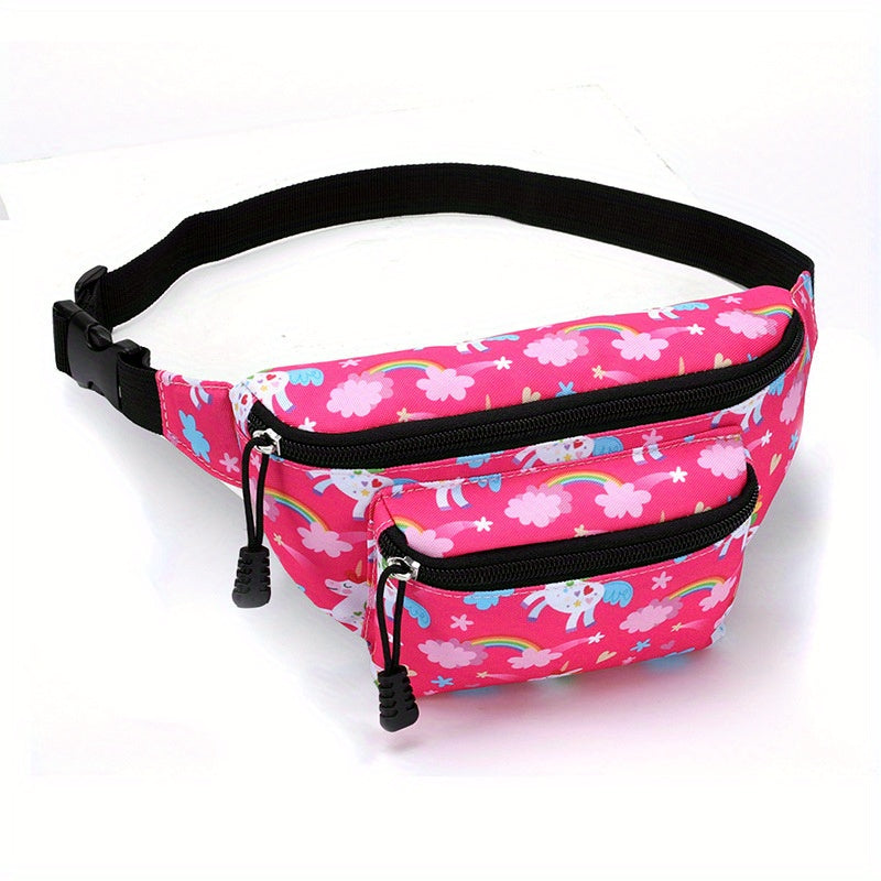 Girls Cartoon Waist Bag Adjustable Strap Fanny Bag for Sports Casual Travel