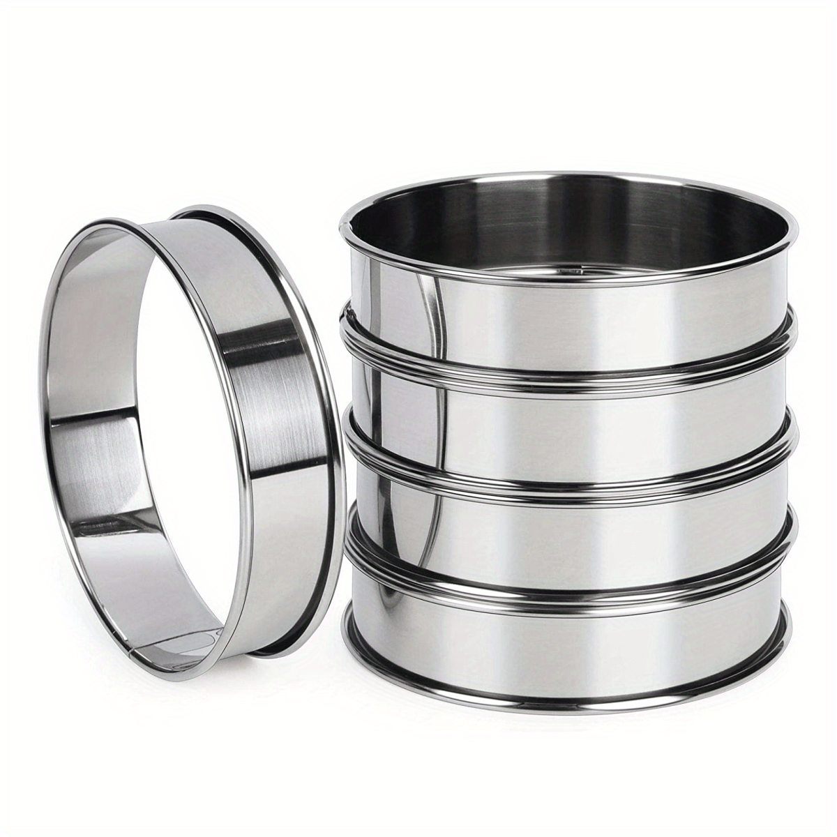 5pcs Stainless Steel Crumpet Rings 10 16 Cm Nonstick Round Cake Rings
