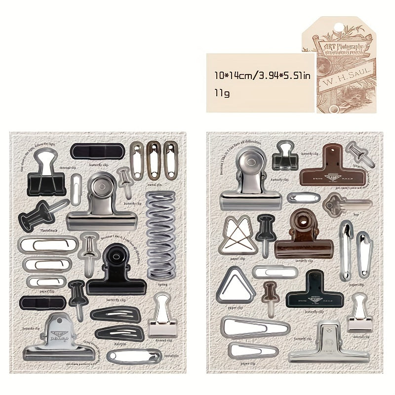 Industrial Retro Style Die Cut Stickers for Journal Materials
