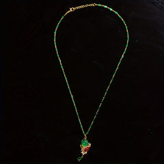 Golden Peacock Green Pendant Necklace - Timeless Beauty - Gift for Mother's Day
