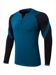 Men's High Stretch Sports Sweatshirt - Crew Neck Zip Up Shirt