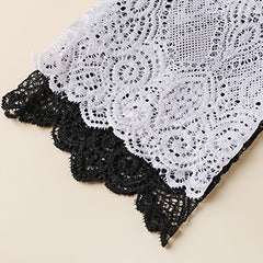 Floral Lace Mesh Ruffle Trim Slouch Socks Women's Stockings