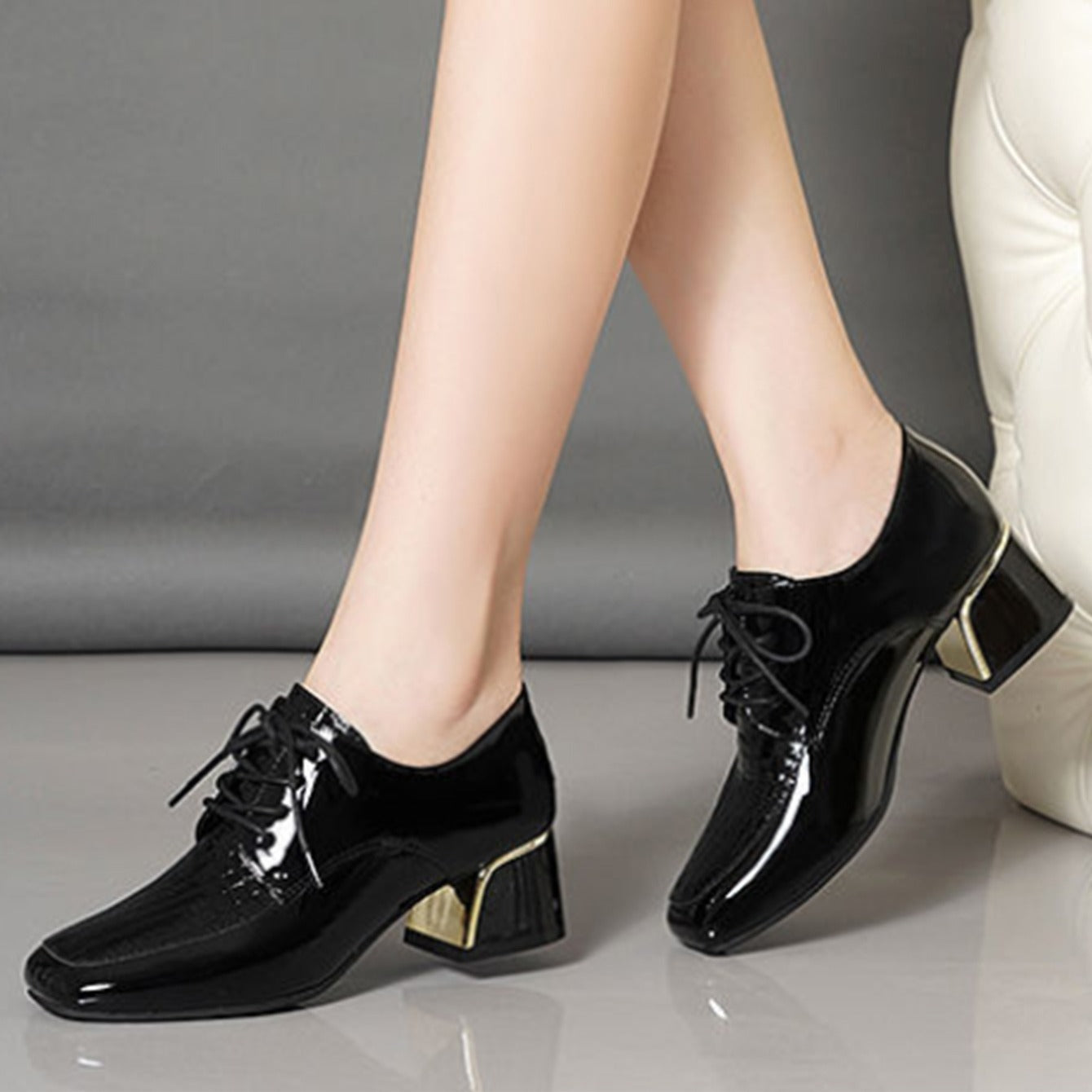 Chunky Heel Square Toe Pumps High Heel Shoes Women's Footwear