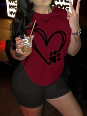 Heart & Paw Print Top & Shorts Set