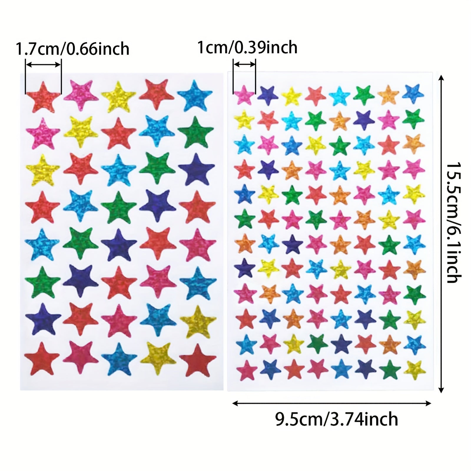 10pcs Laser Sparkle Star Stickers Self Adhesive Star Stickers In 6 Colors