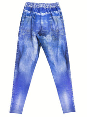 American Flag Denim Print Skinny Leggings Women's Clothing