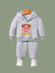 OERYUI Girls Boys 2pcs Fashionable Print Hooded Pullover Pants Set