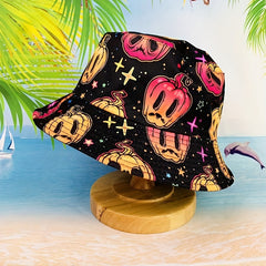 Unisex Sunshade Bucket Hat With Cartoon Pumpkin Print