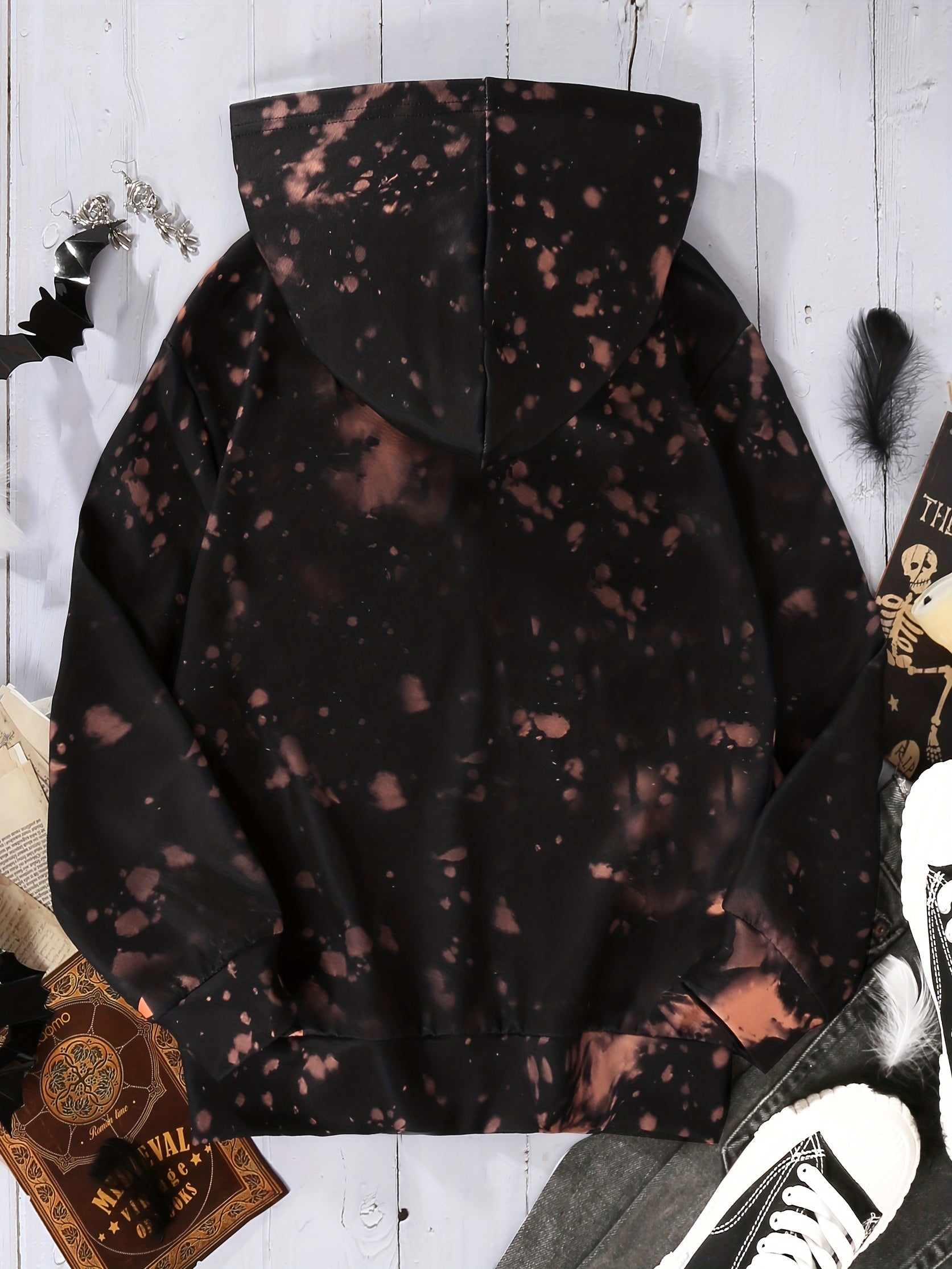 Tie Dye Skulls Hoodie Girls Halloween Long Sleeve Hooded Top