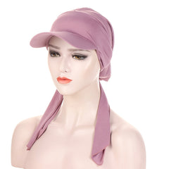 Solid Sun Hat Pleated Head Scarf Hat Casual Head Hat Cap Headwear