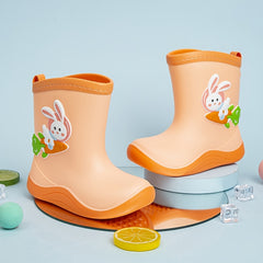 Baby Girls Cartoon Slip On Rain Boots Waterproof Non Slip Outdoor Travel
