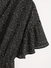 Polka Dot Butterfly Sleeve Peplum Top