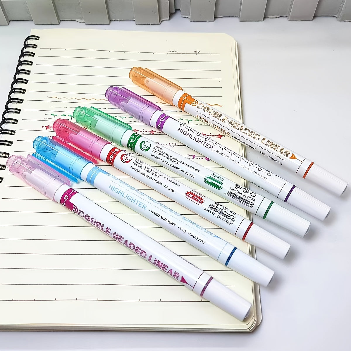 6pcs Double Headed Roller Stamp Watercolor Pens for All Ages