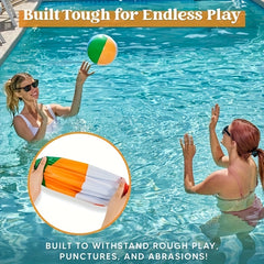 3pc Large 10" Inflatable Beach Balls Heavy Duty Pool Toys Classic Rainbow C