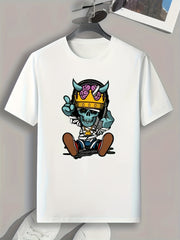 Cartoon Skeleton Graphic T-shirt for Men