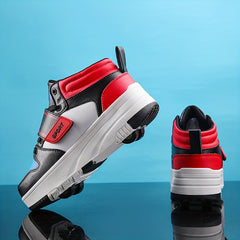Youth Roller Shoes Hook & Loop Comfy 4 Wheels Skate Sneakers