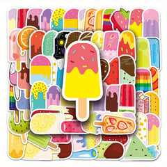50pcs Colorful Popsicle Ice Cream Stickers for Laptops Water Bottles Skateboards
