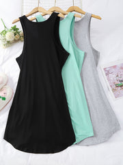 3 Pack Plus Size Nightdress Set Women's Plus Solid Round Neck