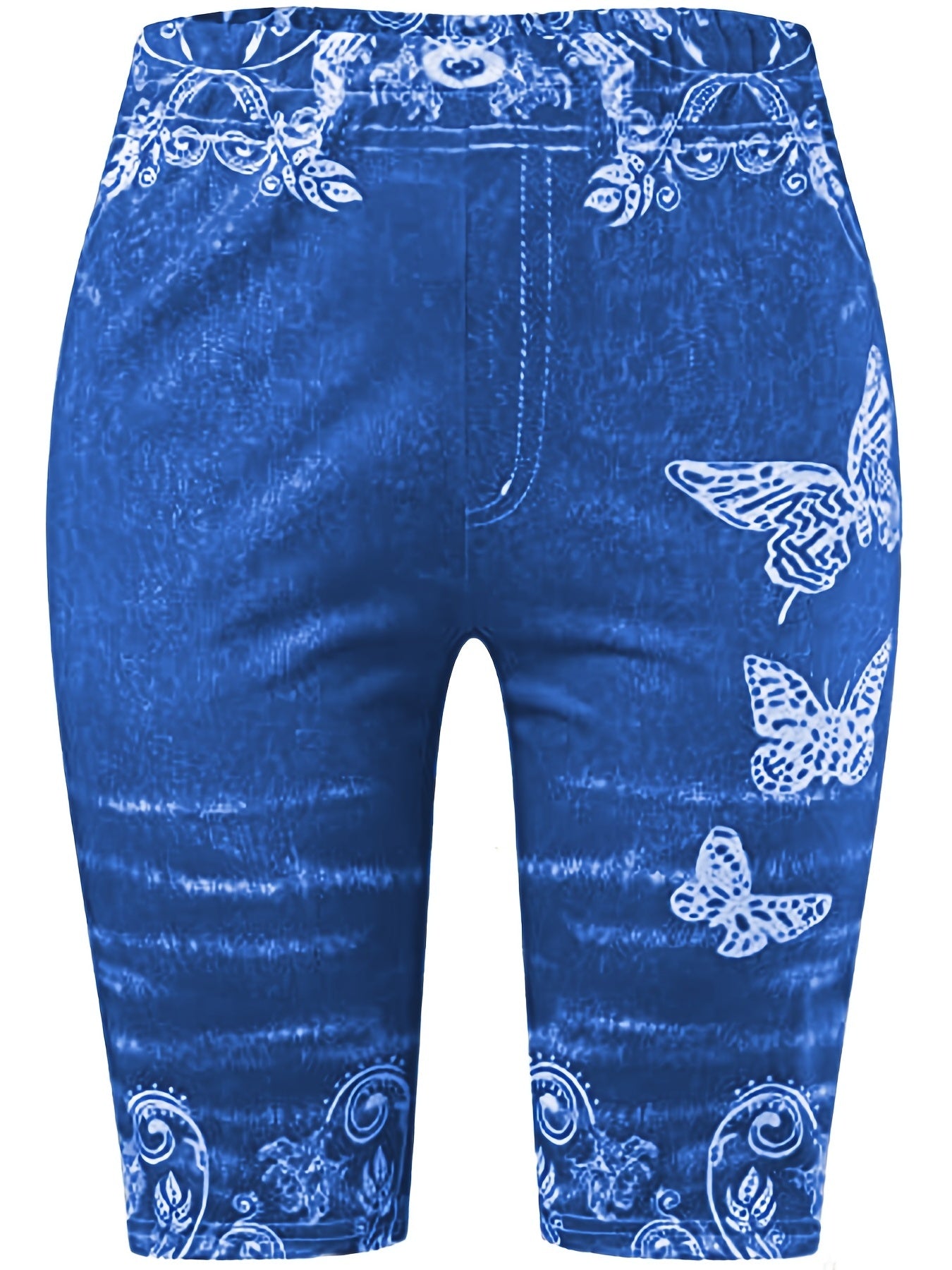 Sexy Butterfly Print Short Leggings High Waist Slim Bottoms