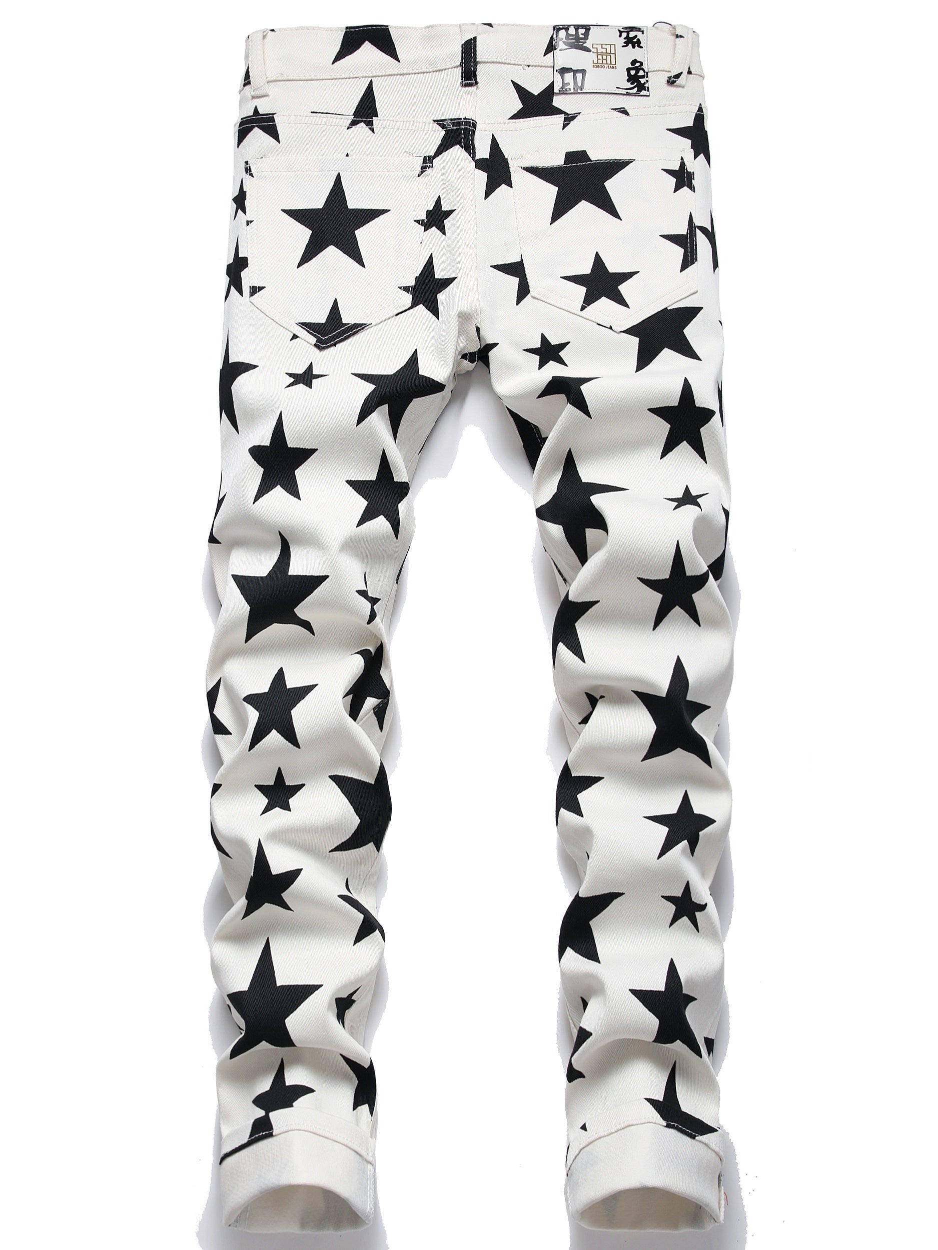 Mens Slim Fit Jeans Little Stars Pattern