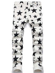 Mens Slim Fit Jeans Little Stars Pattern