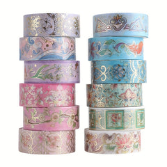 12pcs Flower Washi Paper Tape Set for DIY Scrapbook Decoration