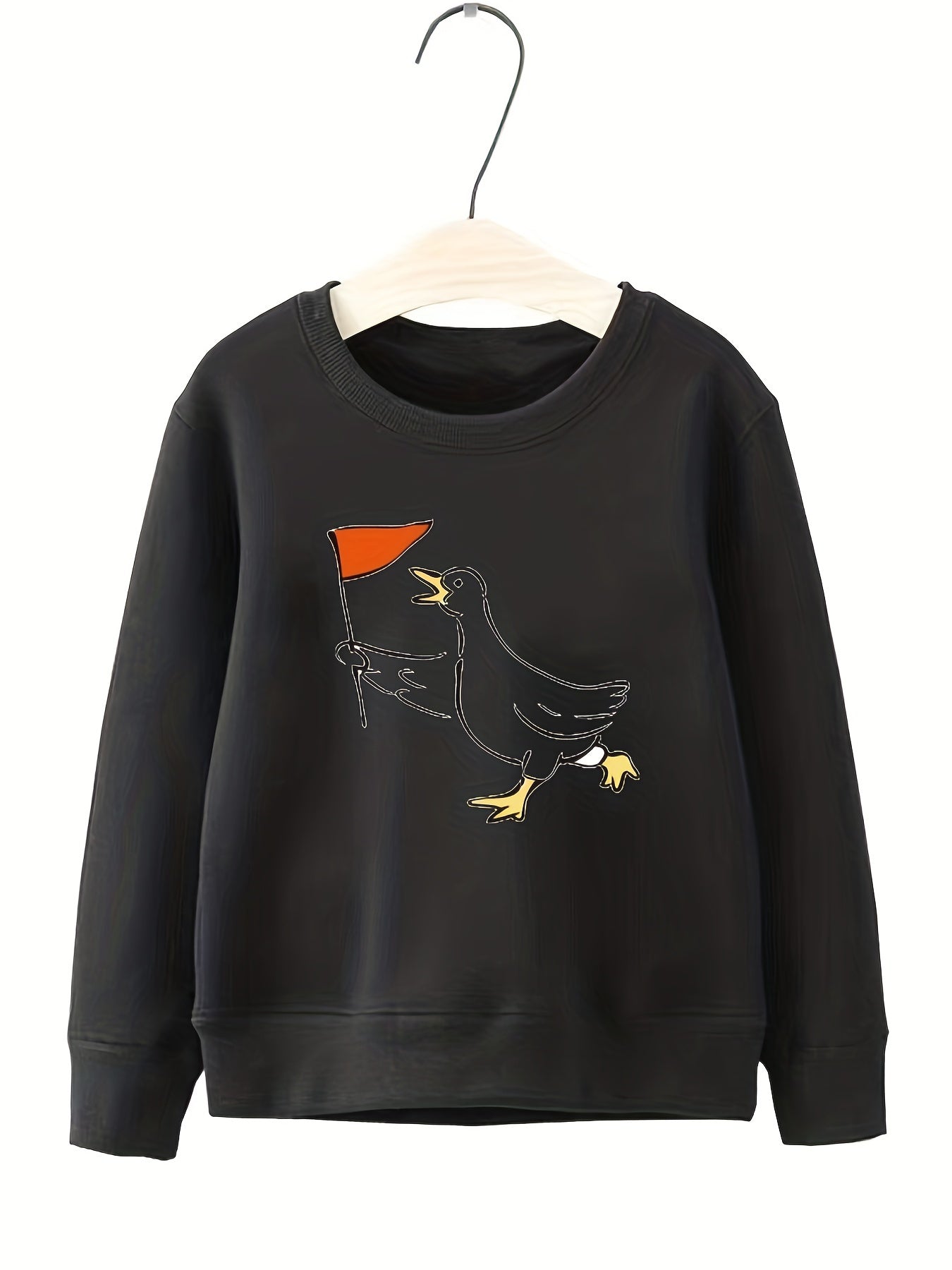 Smart Duck Leader Pattern Round Neck Sweatshirt For Girls