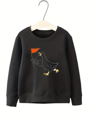 Smart Duck Leader Pattern Round Neck Sweatshirt For Girls